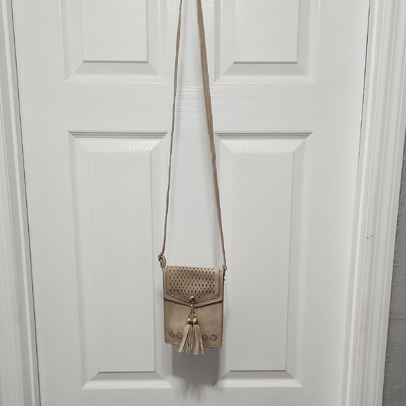 Beige Crossbody Bag with Tassel - Picture 1 of 4